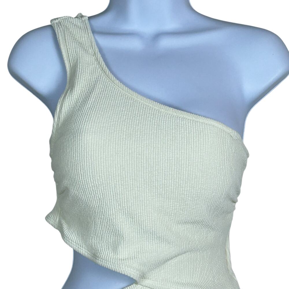Michael MK Textured One Shoulder Cutout One Piece Swimsuit Cream Women 12 NWT - Picture 5 of 9